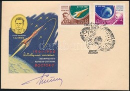 German Tyitov (1935-2000) Szovjet űrhajós Aláírása Emlékborítékon /
Signature Of German Titov (1935-2000) Soviet Astrona - Sonstige & Ohne Zuordnung