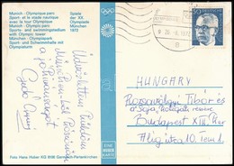 1972 Gedó György (1949- ) Olimpiai Bajnok ökölvívó üdvözlő Sorai és Aláírása A Müncheni Olimpiáról Küldött Levelezőlapon - Sonstige & Ohne Zuordnung