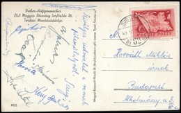 1949 Az FTC Tagjainak (Mészáros, Horváth, Kéry) Aláírásai A Tordasi Dreher Munkásüdülőből Küldött Levelezőlapon - Other & Unclassified