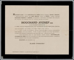 1883 Houchard József (1802-1883) Nyugalmazott Sóbányanagy, 1848-49-es Nemzetőr, őrnagy Halotti értesítője, Miksa Zsuzsan - Other & Unclassified