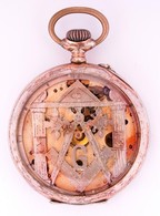 Szabadkőműves Motívumokkal Díszített Ezüst Zsebóra.  Működő, Jó állapotban / Freemason Silver Pocket Watch. D4,6 Cm - Other & Unclassified