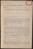 1852 Washington, A Kossuth Lajos Tiszteletére Rendezett Vacsorán Elhangzott Beszédek, Szónoklatok, Stb., Angol Nyelvű Ki - Zonder Classificatie