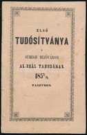 1858 Első Tudósítványa A Sümegh Mezővárosi Al-reál Tanodának 1857-1858. Tanévben. Buda, Bagó M. Betűivel. Papírkötésben, - Unclassified