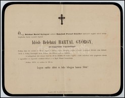 1875 Id. Beleházi Bartal György (1820-1875) Korábbi Földművelésügyi Miniszter, 1848-1849-es Országgyűlési Képviselő, Per - Non Classés