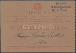 1897 Meghívó A Román Király és Királyné őfelségének Budapesti Tartózkodása Alkalmából Az Operaházban Rendezett Díszelőad - Non Classés
