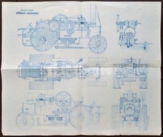 Cca 1900-1920 Ganz és Társa Névleg 20 Lóerős Gőzeke Mozdony Tervrajza, 49x59 Cm - Zonder Classificatie