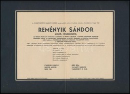 1941 Reményik Sándor Költő Halotti értesítője, Pásztortűz Baráti Köre, Kolozsvár, Tömösváry Zsigmondné Gerster Katalin ( - Unclassified