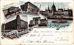 T2/T3 1894 (Vorläufer!) Budapest, Nemzeti Múzeum és Színház, Központi Pályaudvar, Új Országház, Műegyetem. Otmmar Zieher - Ohne Zuordnung