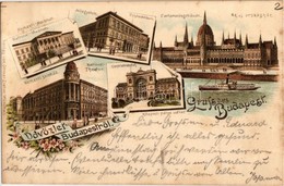 T2/T3 1893 (Vorläufer!) Budapest, Nemzeti Múzeum és Színház, Központi Pályaudvar, Új Országház, Műegyetem. Otmmar Zieher - Non Classés