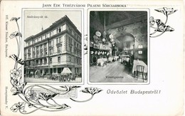 ** T2/T3 Budapest VI. Jahn Ede Terézvárosi Pilseni Sörcsarnoka, Belső, Vendégszoba. Andrássy út 44. Kiszer Nándor 107. H - Non Classés