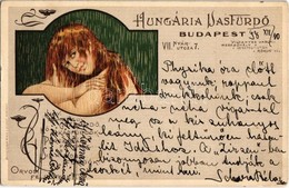 * T2 1898 (Vorläufer!) Budapest VII. Hungária Vasfürdő. Nyár Utca 7. Bruchsteiner Ármin és Richárd Szecessziós Reklámlap - Unclassified