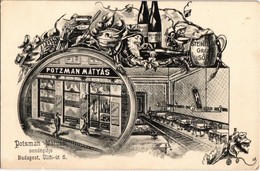 ** T1/T2 Budapest VIII. Potzman Mátyás Vendéglője, Steinfeldi Grázi Sör, Belső. Üllői út 6. Art Nouveau - Non Classés