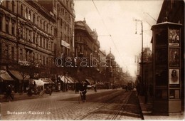 T2 1929 Budapest VIII. Rákóczi út, Villamos, Kerékpáros, Bruck Motorkerékpár, Grósz Miksa és Koós M. üzlete, Hirdetőoszl - Non Classés