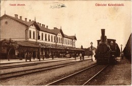 T2/T3 1907 Budapest XI. Kelenföld, Vasútállomás, Gőzmozdony, Vasutasok. Kiadja Chvala Józsefné / Bahnhof / Railway Stati - Non Classés