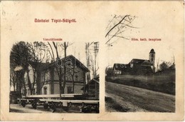 T2/T3 1911 Tápiósüly (Sülysáp), Vasútállomás, Tehervonat Szerelvénye, Római Katolikus Templom (kissé ázott Sarkak / Slig - Non Classés