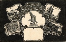 T2 1907 Tatatóváros, Lovarda, Angolkerti Bejárat, Bánhidai Turul Szobor, Török Mecset, Várrészlet. Art Nouveau - Non Classés