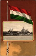 ** T2 Vác, Dunaparti Korzó. Magyar Zászlós Litho Keret / Hungarian Flag Litho Frame - Non Classés