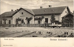 ** T2/T3 Verőce, Nógrádverőce; Vasútállomás, Hajtány, Vasutasok. Kiadja Blau Marton / Bahnhof / Railway Station, Handcar - Non Classés