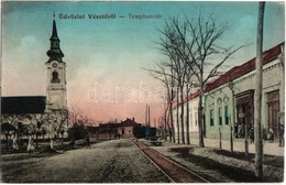 T2/T3 1913 Vésztő, Templom Tér, Református Templom, Kisvasút, Városi Vasút, Putics Testvérek üzlete és Saját Kiadása (Rb - Non Classés