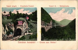 ** T2 Anina, Stájerlakanina, Steierdorf; Vasúti Alagút és út. Hollschütz Kiadása / Railway Line And Tunnel - Non Classés