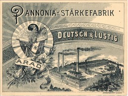 ** T2/T3 Arad, Deutsch & Lustig Pannonia Keményítőgyára. Szecessziós Reklámlap / Pannonia-Stärkefabrik / Hungarian Starc - Unclassified