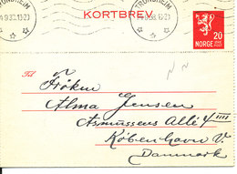 Norway Kortbrev Lettercard Sent To Denmark Trondheim 24-9-1938 - Lettres & Documents
