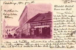 T2 1902 Brád, Fő Tér, Ábrahám István üzlete és Saját Kiadása / Publisher's Shop - Unclassified