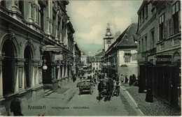 ** T2 Brassó, Kronstadt, Brasov; Hirscher Utca, Vigadó, Carl Dendorfer üzlete. Zeidner H. Kiadása / Hirschergasse / Stre - Unclassified