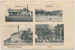 T2/T3 1915 Denta, Vasútállomás Megállóhelye, Községház, Gőzmalom, Posta. Demeter J. és Társa Kiadása / Railway Station,  - Non Classés