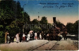 * T2/T3 Félixfürdő, Baile Felix; Vasútállomás, Gőzmozdony, Vasutassal. Engel József Kiadása / Bahnhof / Railway Station, - Non Classés