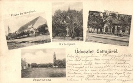 T2 1908 Gátalja, Gáttája, Gataia; Posta, Templom, Vasútállomás, Vasút Utca / Post Office, Church, Railway Station, Stree - Non Classés