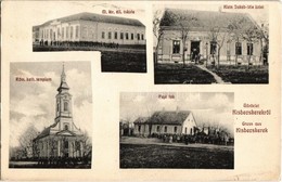 T2/T3 1907 Kisbecskerek, Becicherecu Mic, Kleinbetschkerek; M. Kir. állami Iskola, Római Katolikus Templom, Papi Lak, Kl - Non Classés