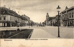 * T3 1907 Kolozsvár, Cluj; Deák Ferenc Utca, Városház, Tamási Tamás és Fia üzlete, Stief Jenő Papíráruháza / Street View - Non Classés