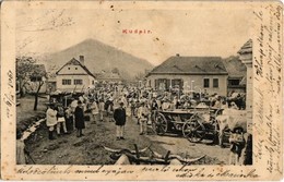* T2/T3 1908 Kudzsir, Kudsir, Cugir; Piac, árusok ökörszekerekkel. Adler Fényirda / Market, Vendors With Oxen Carts  (Rb - Non Classés