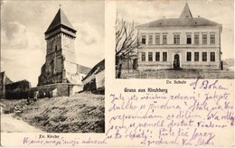 T2 1917 Kürpöd, Kirchberg, Chirpar; Evangélikus Templom és Iskola. Josef Briegel Fotograf / School And Church + Postai Ü - Non Classés