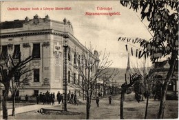 T2/T3 1909 Máramarossziget, Sighetu Marmatiei; Osztrák-Magyar Bank A Lónyay János úttal. Kiadja Wizner és Dávid / Street - Unclassified