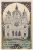 T2 1900 Marosvásárhely, Targu Mures; Izraelita Templom, Zsinagóga. Szecessziós Litho Keret, Holbach Ede Kiadása / Synago - Unclassified