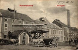 T2 1909 Marosvásárhely, Targu Mures; Cukorgyár, ökörszekerek / Zuckerfabrik / Sugar Factory, Oxen Carts - Unclassified