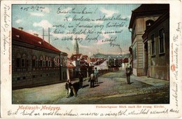 T2/T3 1905 Medgyes, Mediasch, Medias; Forkeschgasse, Blick Nach Der Evang. Kirche / Utcakép, Evangélikus Templom. Kiadja - Non Classés