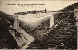 ** T1 Nagyapold, Grosspold; Ördög-vasúti Híd A Cigány-árok Felett, Gőzmozdony. Andr. Glatz / Teufelsbrücke über Den Zige - Non Classés