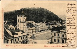 T2/T3 1901 Besztercebánya, Banska Bystrica; Béla Király Tér A Toronyból Nézve, Herritz János üzlete. Ivánszky Elek Kiadá - Non Classificati