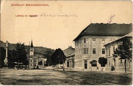 T2/T3 1914 Breznóbánya, Brezno Nad Hronom; Utcakép és Vigadó Városi Szálloda, Templom, Szobor. Kreisler József Kiadása / - Unclassified