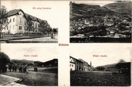 ** T1/T2 Dobsina, Dobschau; Állami Polgári Fiúiskola, Fő Téri Részletek. W.L. 158. / Main Square, Boy School - Unclassified