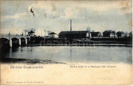 * T2 1904 Érsekújvár, Nové Zámky; Nyitra Hídja, Bánhegyi Féle Bőrgyár. Conlegner J. és Fia Kiadása / Nitra River Bridge, - Unclassified