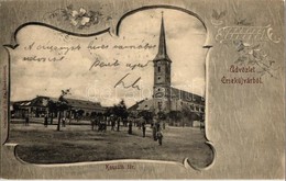 T2 1901 Érsekújvár, Nové Zámky; Kossuth Tér, Templom, Gyógyszertár, Conlegner J. és Fia üzlete és Saját Kiadása / Square - Non Classés