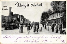 T2/T3 1901 Feled, Veladin, Jesenské; Vasútállomás Gőzmozdonnyal / Railway Station, Locomotive (EK) - Unclassified
