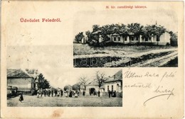 T2/T3 1906 Feled, Veladin, Jesenské; Utcakép, M. Kir. Csendőrségi Laktanya, Vendéglő, Iskola / Street, Gendarmerie Barra - Unclassified