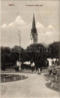 T2/T3 1914 Igló, Zipser Neudorf, Spisská Nová Ves; Templom Előtti Park. Divald Károly Fia / Park In Front Of The Church  - Unclassified