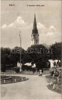 T2/T3 1914 Igló, Zipser Neudorf, Spisská Nová Ves; Templom Előtti Park. Divald Károly Fia / Park In Front Of The Church  - Non Classés