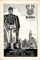 ** T1/T2 Kassa, Kosice; Magyar, Tót és Német Nemzetiségek Népesség Aránya. Címer, Pátria Rt. Kiadása / Percentage Of Hun - Unclassified